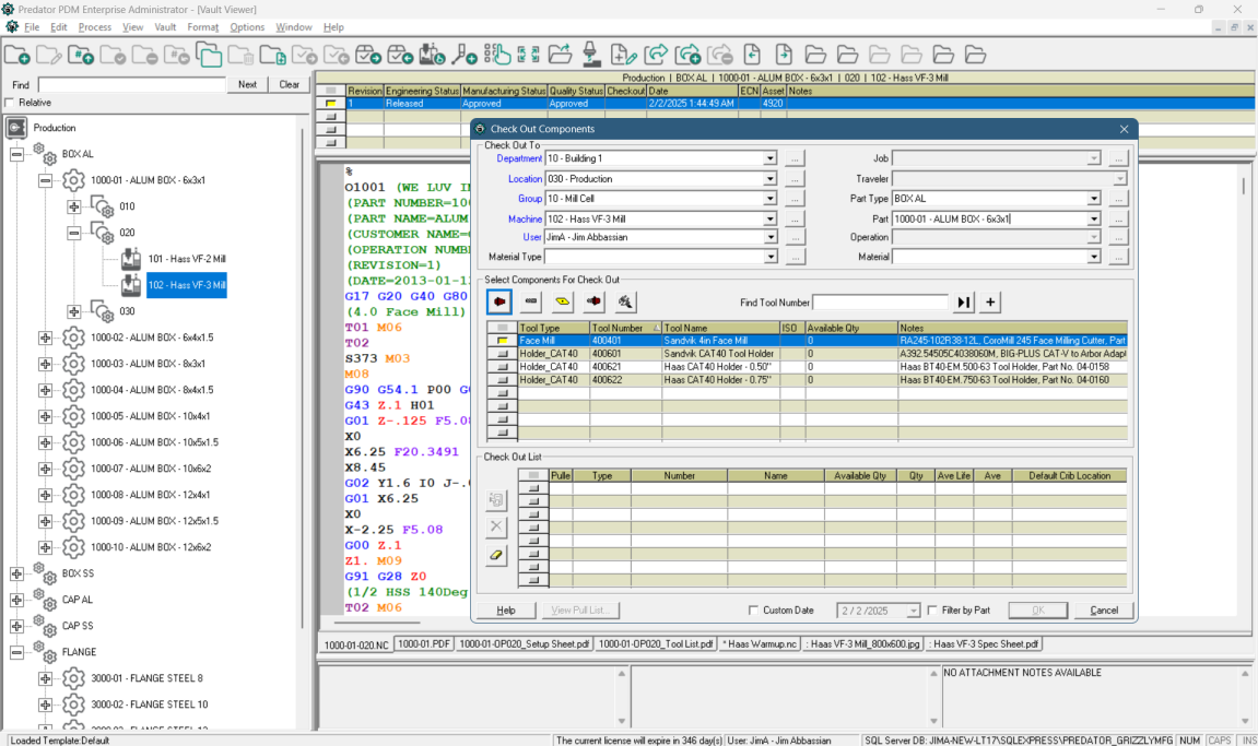 Predator PDM v12 software with Predator Tracker integration for tool, gage and fixture management